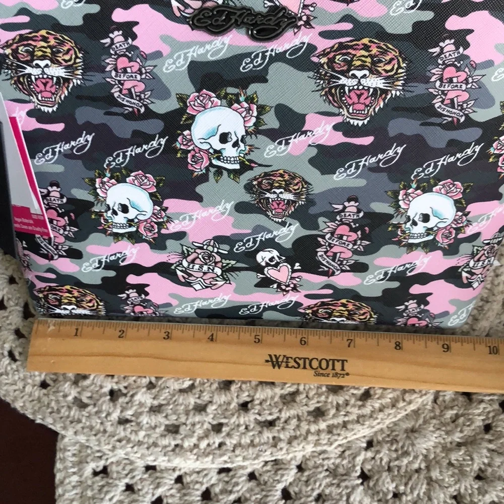Ed Hardy Pink and Black Women's COSMETIC Case Bag